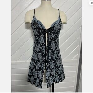 Victoria's Secret Y2K Blue Lace Chemise and Panty Set Sz Large